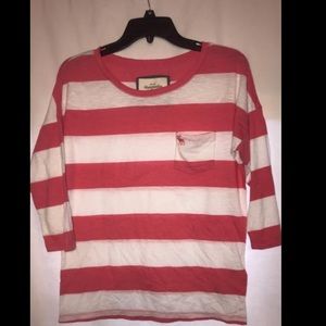 Pink and White 3/4 sleeve shirt